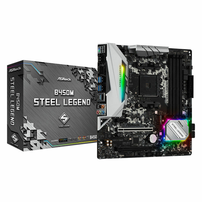Placă de Bază ASRock B450 Steel Legend AMD B450 AMD AMD AM4