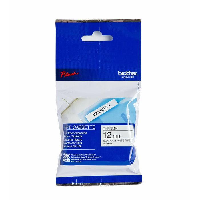 Bandă Laminată pentru Aparate de Etichetat Brother MK231BZ Negru/Alb 12 mm