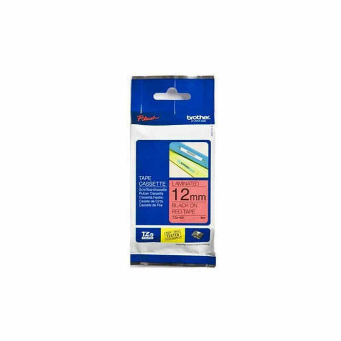 Bandă Laminată pentru Aparate de Etichetat Brother TZE431 Roșu/Negru 12 mm