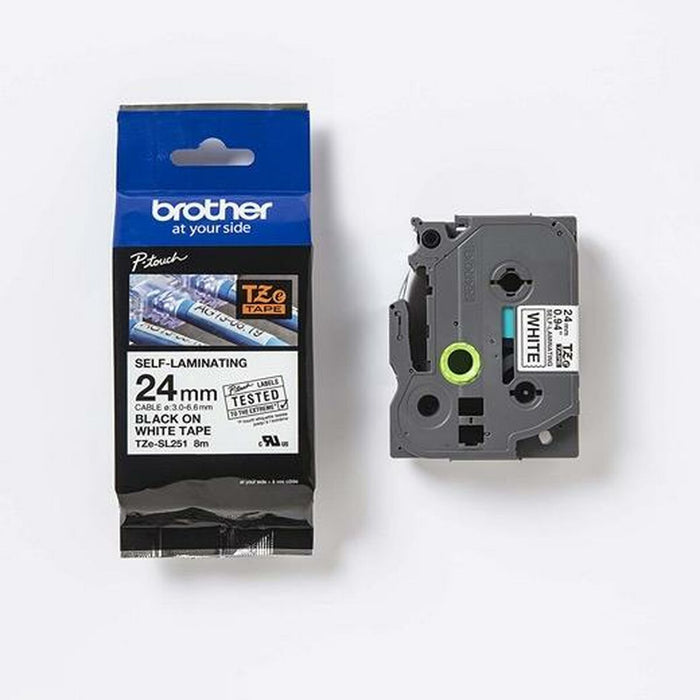 Bandă Laminată pentru Aparate de Etichetat Brother TZe-SL251 24 mm Alb Negru
