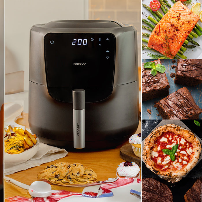Friteuză cu aer cald Cecotec Cecofry Rain M, 5,5 l, 1550 W, 8 meniuri, neagră