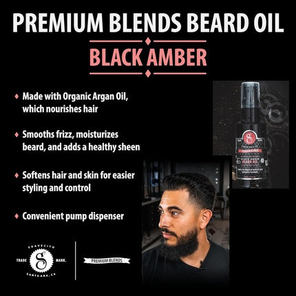 Ulei pentru barbă Suavecito Premium Blends, ambră neagră
