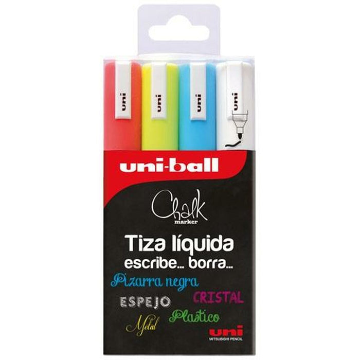 Set de Carioci Uni-Ball PWE-5M Tablă albă (4 Piese)