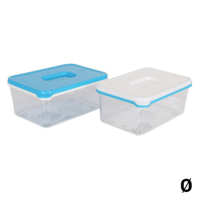 Cutie de prânz dreptunghiulară cu capac White & Blue Înalt/ridicat