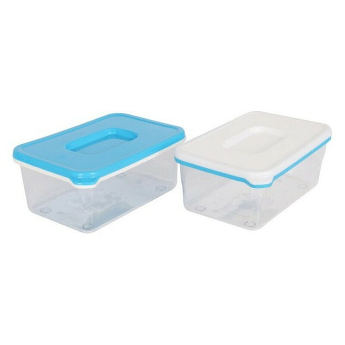 Cutie de prânz dreptunghiulară cu capac White & Blue Înalt/ridicat