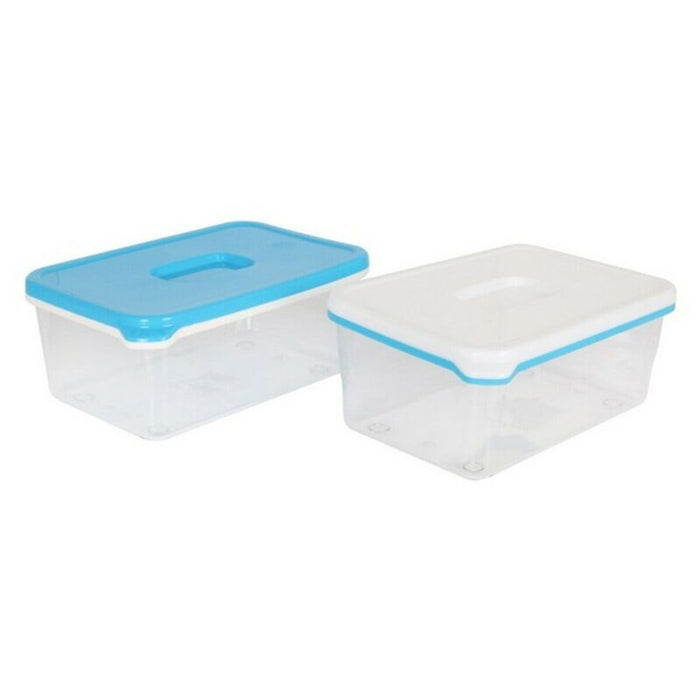 Cutie de prânz dreptunghiulară cu capac White & Blue Înalt/ridicat
