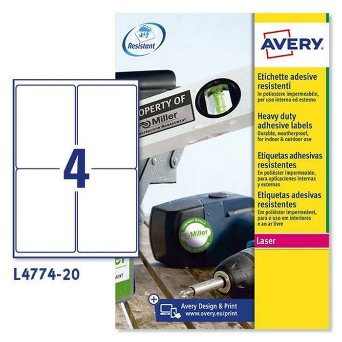 Etichete pentru Imprimantă Avery L4774 Alb 20 Frunze 99,1 x 139 mm (5 Unități)