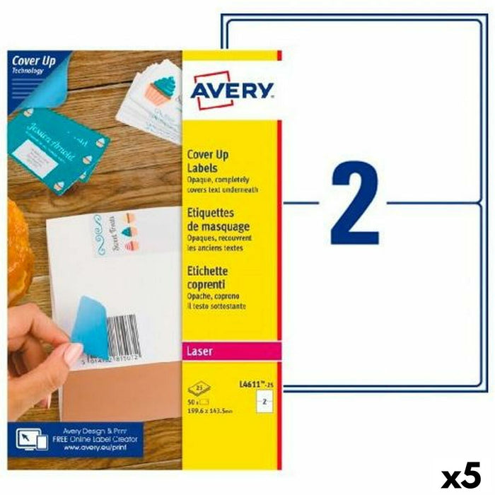 Etichete pentru Imprimantă Avery L4611 Alb 25 Frunze 199,6 x 143,5 mm (5 Unități)