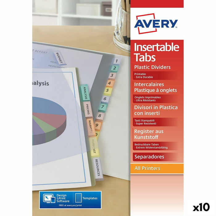Separatoare Avery Transparent A4 12 Frunze (10 Unități)