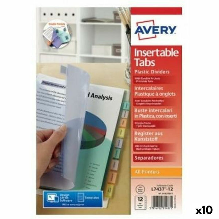 Separatoare Avery Transparent 12 Frunze (10 Unități)