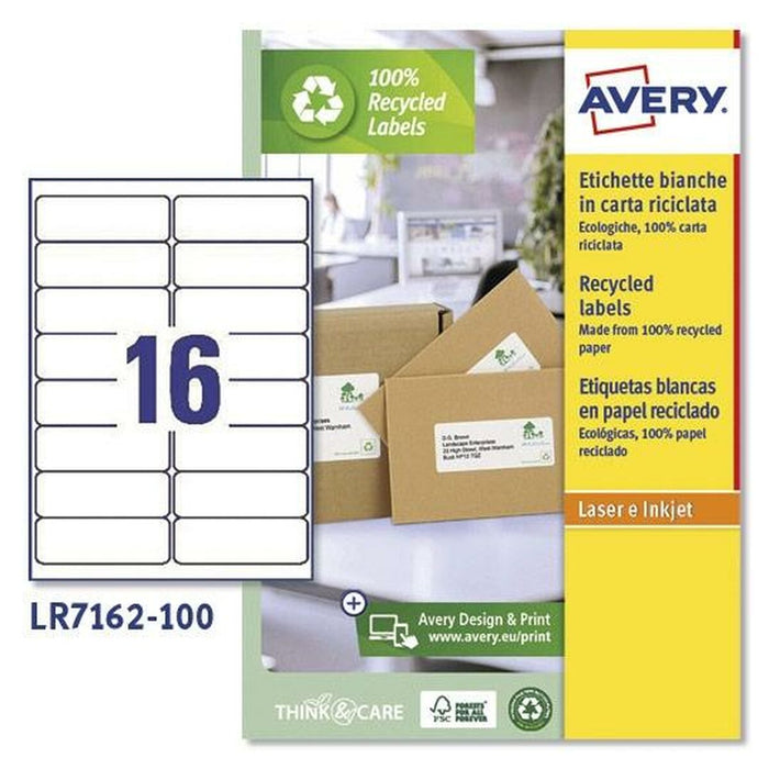 Etichete pentru Imprimantă Avery LR7162 Alb 100 Frunze 99,1 x 33,9 mm (5 Unități)
