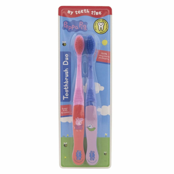 Periuță de Dinți Pentru Copii Peppa Pig Roz Albastru (2 Unități)
