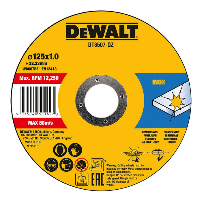 Disc de tăiere Dewalt Fast Cut dt3507-qz 10 Unități 115 x 1 x 22,23 mm