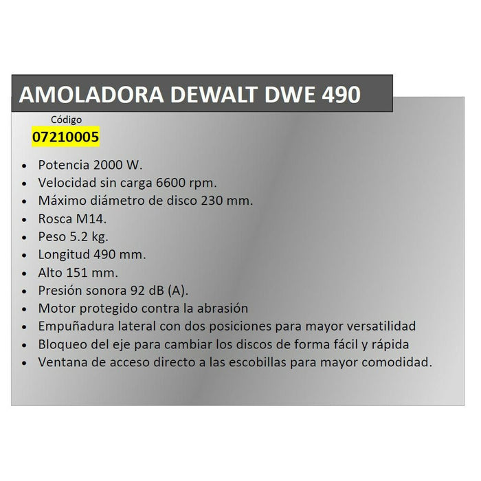 Polizor unghiular Dewalt DWE490 2000 W