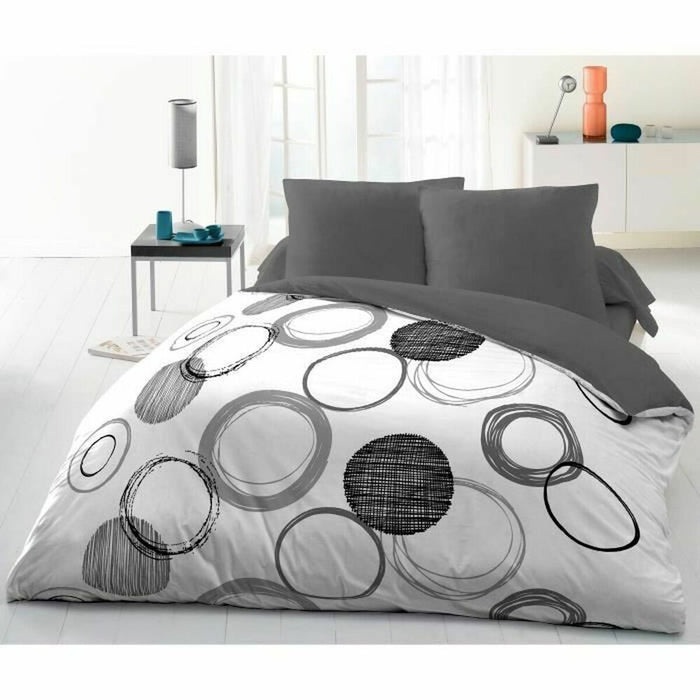 Set de foi HOME LINGE PASSION Alb Cercuri Gri deschis 220 x 240 cm