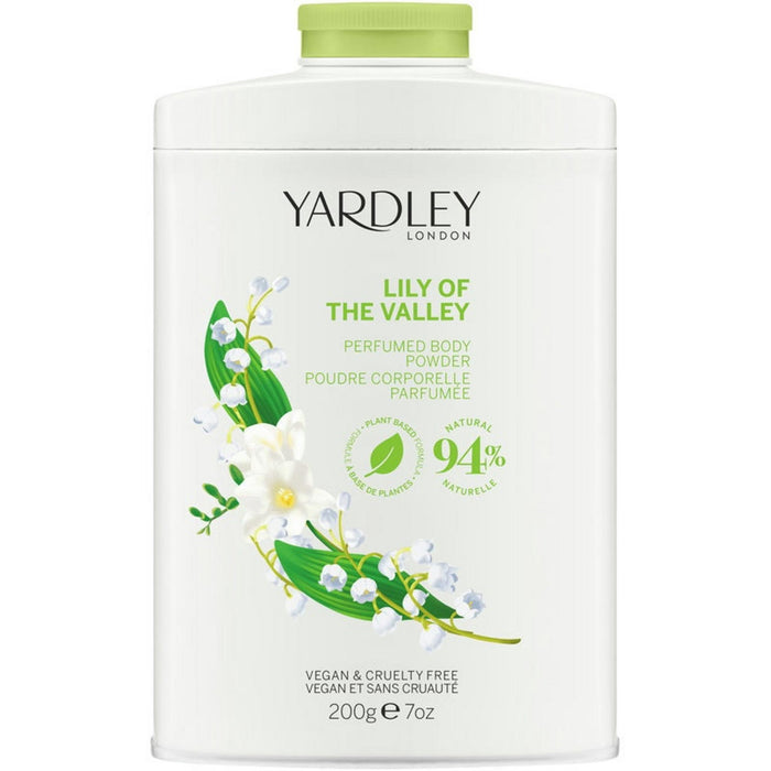 Pudră parfumată pentru corp Yardley Lily Of The Valley, cu crin, 200 g