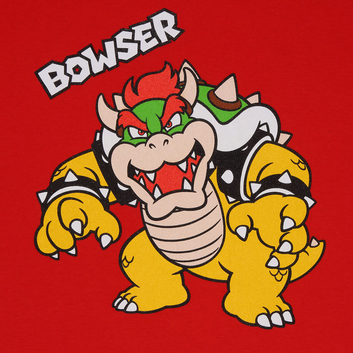 Tricou cu Mânecă Scurtă pentru Copii Super Mario Bowser Text Roșu