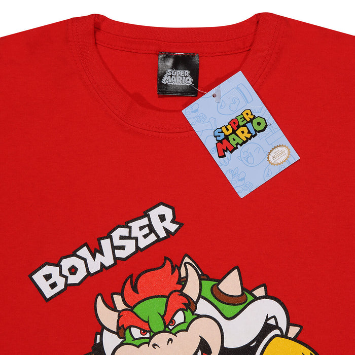 Tricou cu Mânecă Scurtă pentru Copii Super Mario Bowser Text Roșu