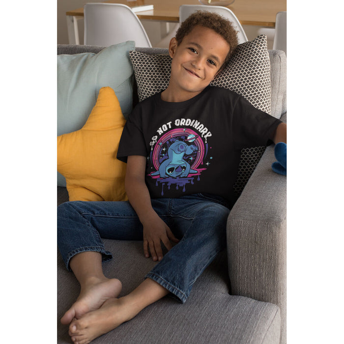 Tricou cu Mânecă Scurtă pentru Copii Stitch So Not Ordinary Negru