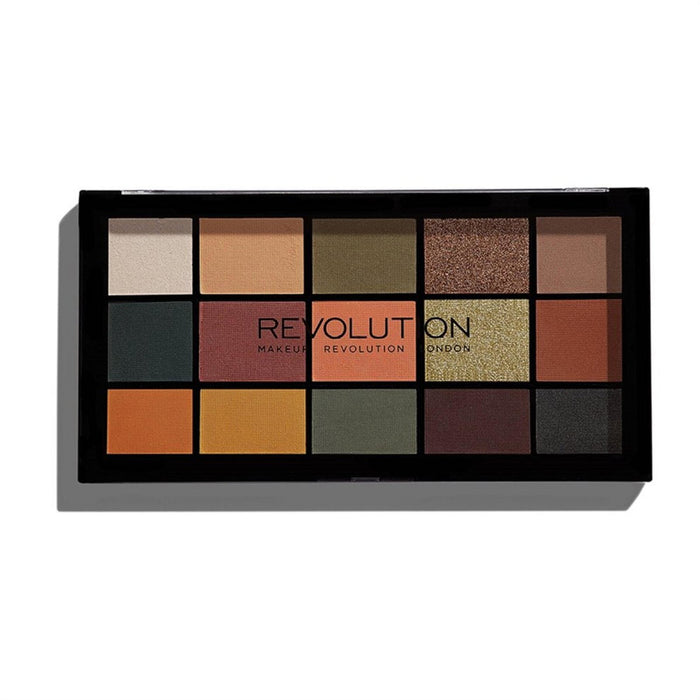 Paletă de farduri de pleoape Makeup Revolution Reloaded Iconic Division, vegană, 15 nuanțe, 16,5 g
