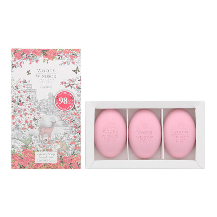Set de săpunuri Woods Of Windsor True Rose, hidratante, 3 x 50 g