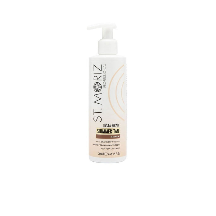 Loțiune autobronzantă St. Moriz Insta-Grad Shimmer Tan, nuanța Medium, pentru față și corp, 200 ml