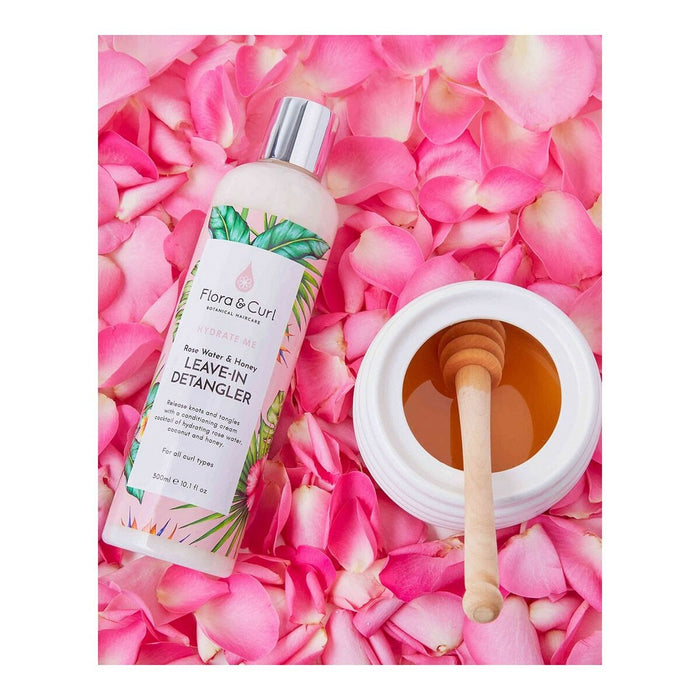 Balsam pentru Descurcarea Părului Flora & Curl Hydrate Me Miere Apă de trandafiri 300 ml (300 ml)