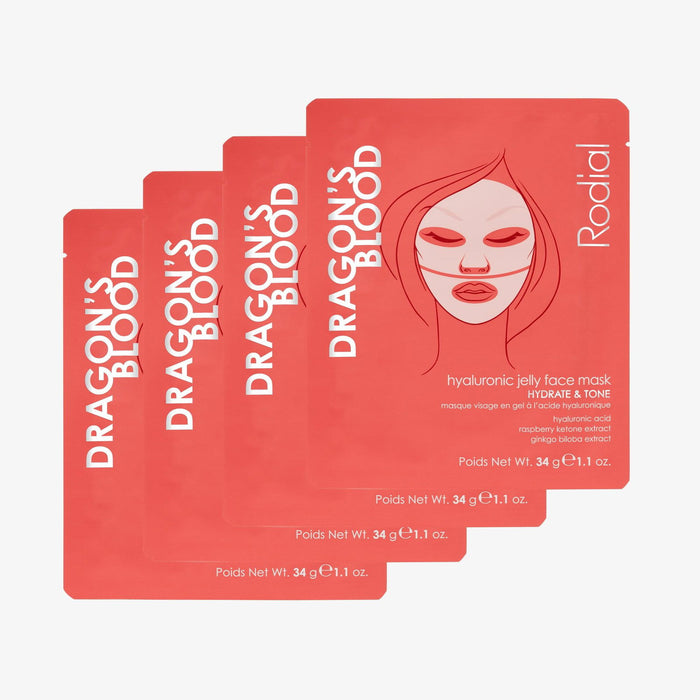 Mască de față tip gel Rodial Dragon's Blood, hidratantă și tonifiantă, 4 buc