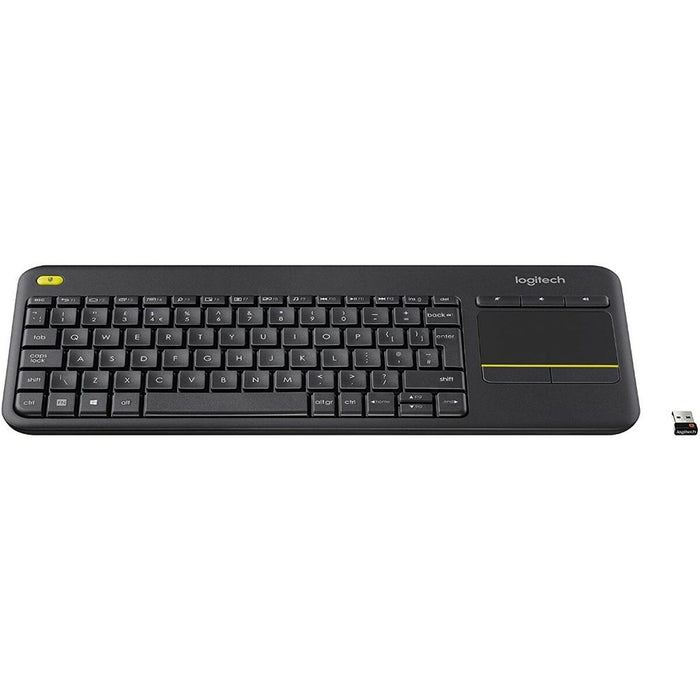 Tastatură Logitech K400 Plus Negru Fără Fir Bluetooth Touchpad AZERTY TV Franceză