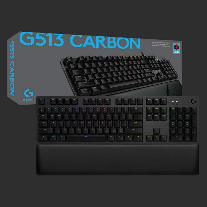 Tastatură Bluetooth cu Suport pentru Tabletă Logitech G513 CARBON LIGHTSYNC RGB Mechanical Gaming Keyboard, GX Brown Franceză AZ