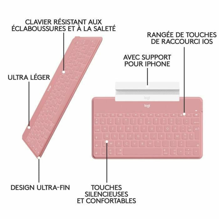 Tastatură Logitech AZERTY Franceză Roz