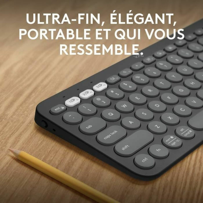 Tastatură Bluetooth cu Suport pentru Tabletă Logitech K380 Franceză Gri Grafit Gri închis AZERTY