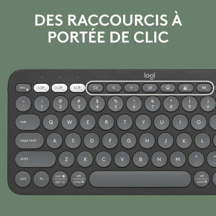 Tastatură Bluetooth cu Suport pentru Tabletă Logitech K380 Franceză Gri Grafit Gri închis AZERTY