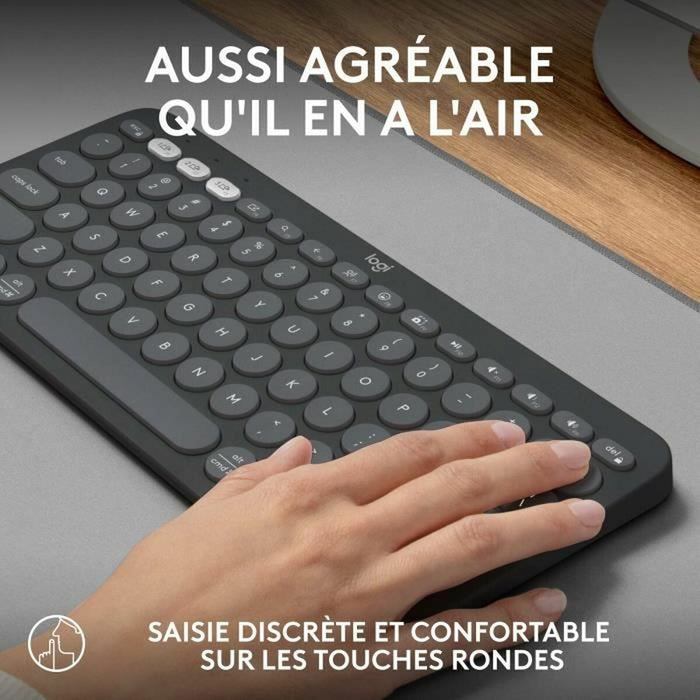 Tastatură Bluetooth cu Suport pentru Tabletă Logitech K380 Franceză Gri Grafit Gri închis AZERTY