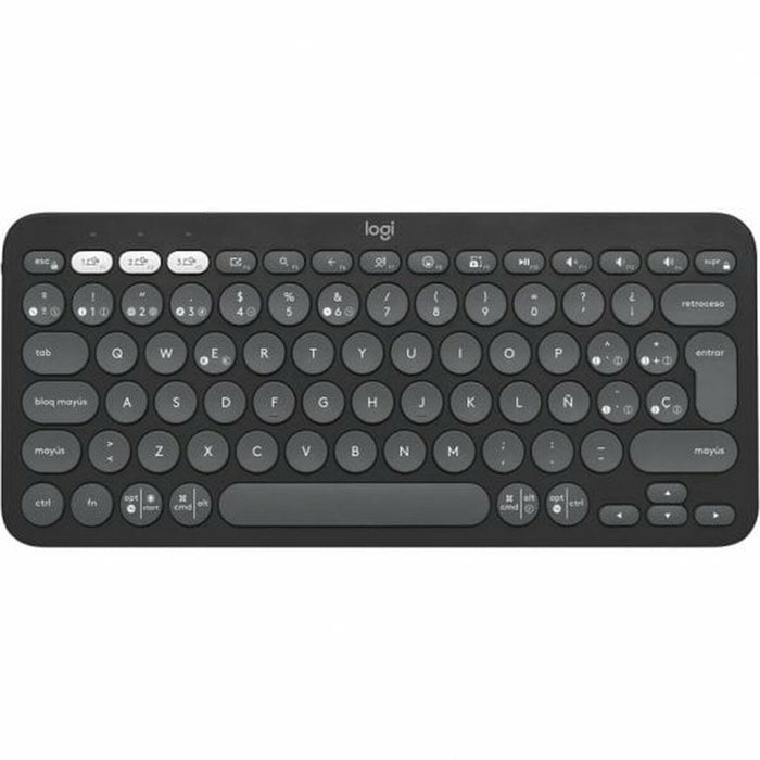 Tastatură Fără Fir Logitech Pebble Keys 2 K380s Qwerty Spaniolă Negru Gri Grafit