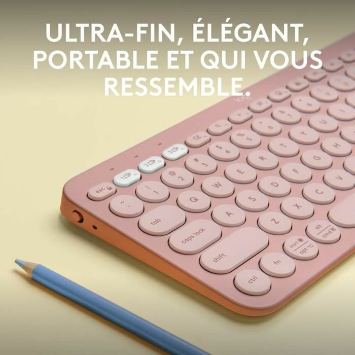 Tastatură Bluetooth cu Suport pentru Tabletă Logitech K380 Franceză Roz AZERTY