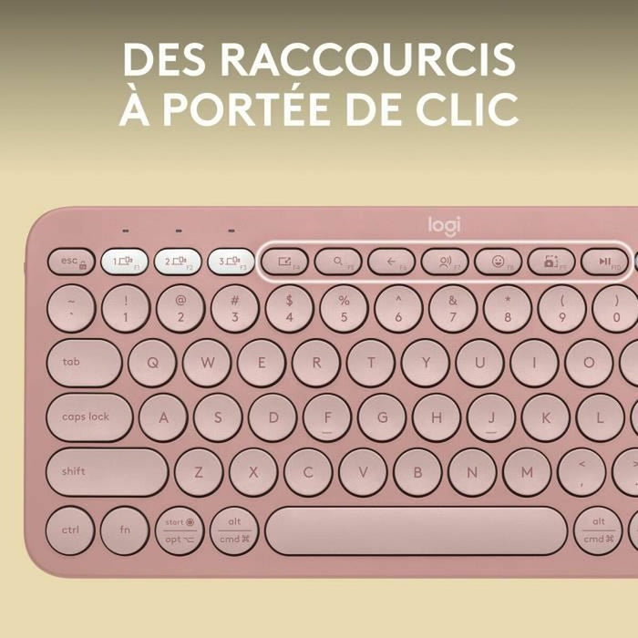 Tastatură Bluetooth cu Suport pentru Tabletă Logitech K380 Franceză Roz AZERTY