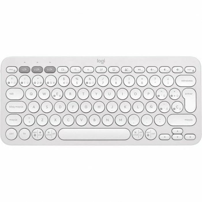 Tastatură Fără Fir Logitech Pebble Keys 2 K380s Qwerty Spaniolă Alb