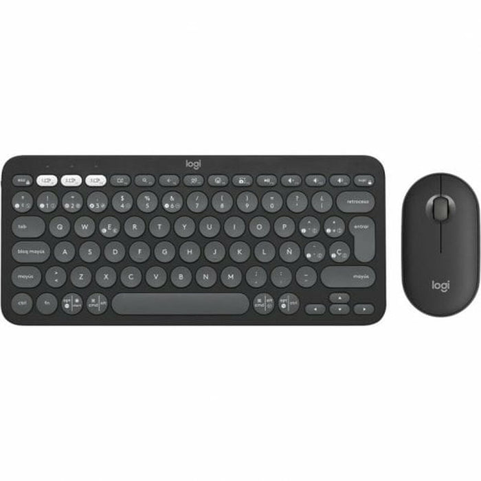 Tastatură și Mouse Fără Fir Logitech Pebble 2 Combo Qwerty Spaniolă Negru Gri Grafit