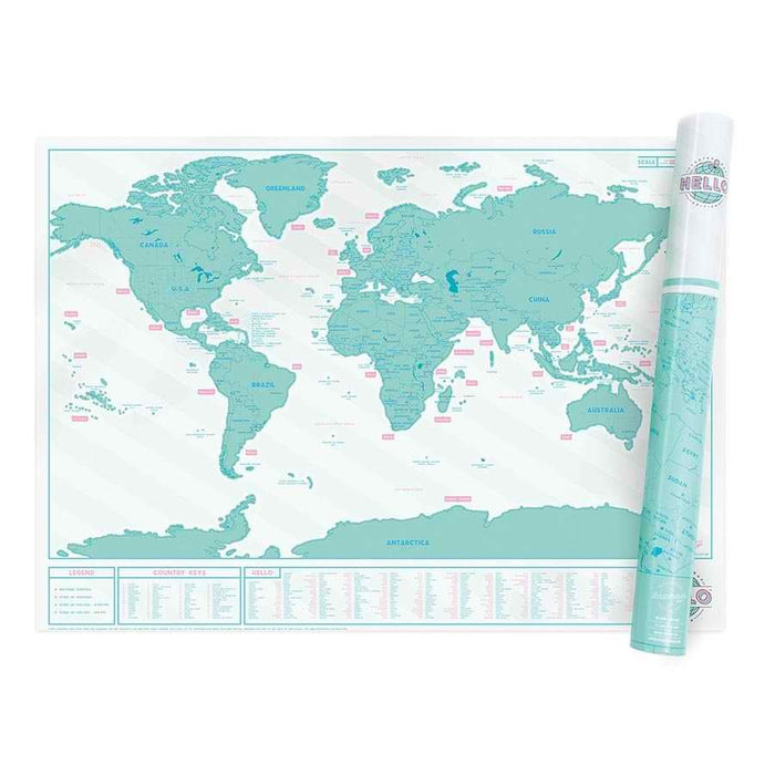 Hartă răzuibilă Luckies Scratch Map, Hello, 82 × 60 cm