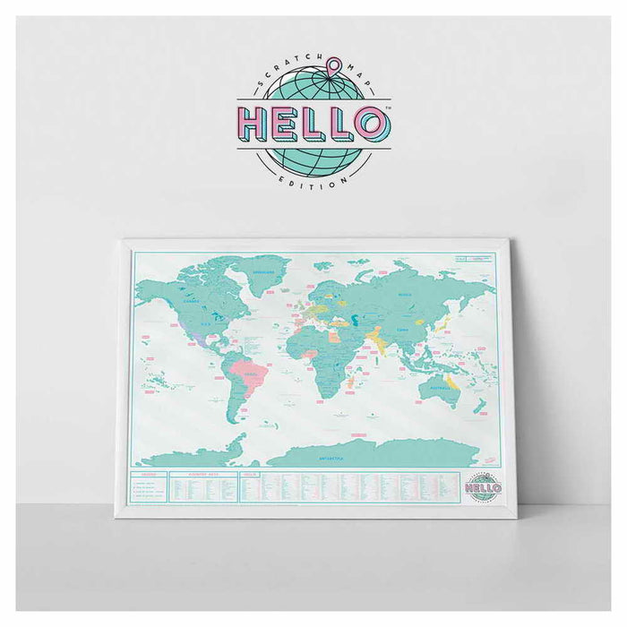 Hartă răzuibilă Luckies Scratch Map, Hello, 82 × 60 cm