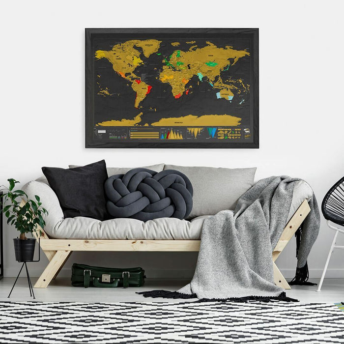 Hartă răzuibilă Luckies Scratch Map, XL Deluxe, 119 × 84 cm