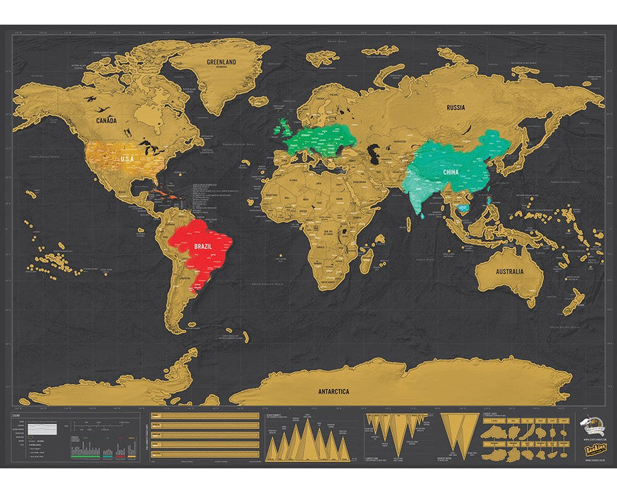 Hartă răzuibilă Luckies Scratch Map, XL Deluxe, 119 × 84 cm