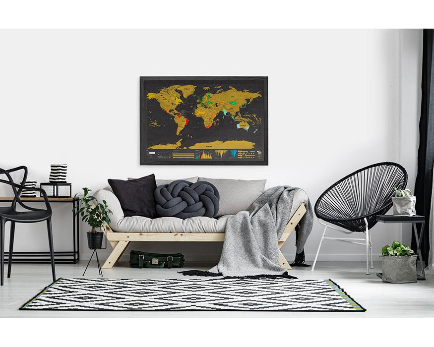 Hartă răzuibilă Luckies Scratch Map, XL Deluxe, 119 × 84 cm