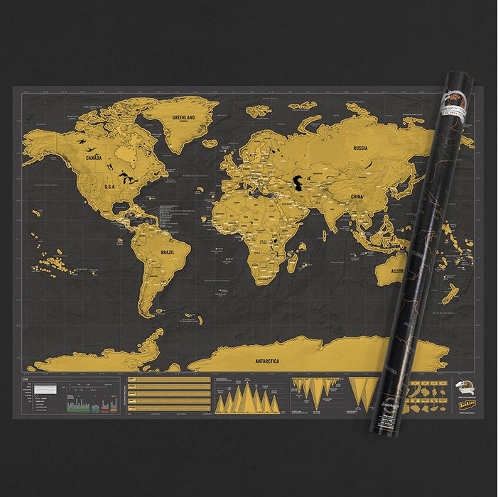 Hartă răzuibilă Luckies Scratch Map, XL Deluxe, 119 × 84 cm
