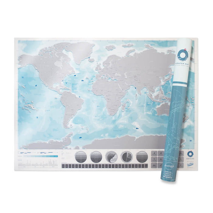 Hartă răzuibilă Luckies Scratch Map Oceans, 82 x 60 cm