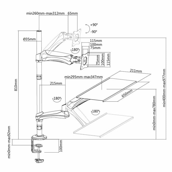 Suport de Masă pentru Ecran Neomounts FPMA-D500KEYB