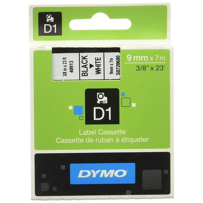 Bandă Laminată pentru Aparate de Etichetat Dymo D1 41913 9 mm LabelManager™ Alb Negru (5 Unități)
