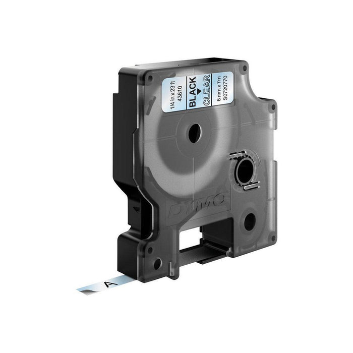 Bandă Laminată pentru Aparate de Etichetat Dymo D1 43610 6 mm LabelManager™ Negru Transparent (5 Unități)