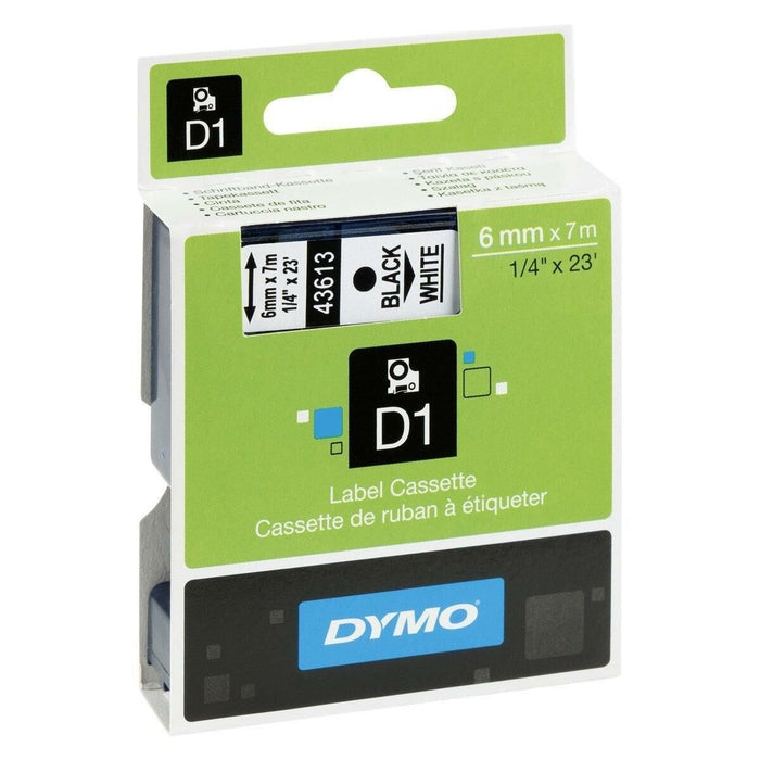 Bandă Laminată pentru Aparate de Etichetat Dymo D1 43613 6 mm LabelManager™ Alb Negru (5 Unități)